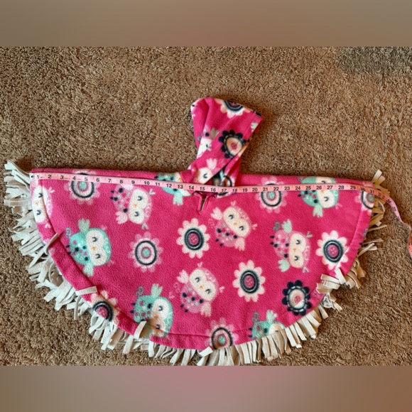 Toddler girls winter poncho with hood size 2t-3t pink with owls - Picture 6 of 6